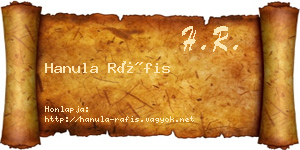 Hanula Ráfis névjegykártya